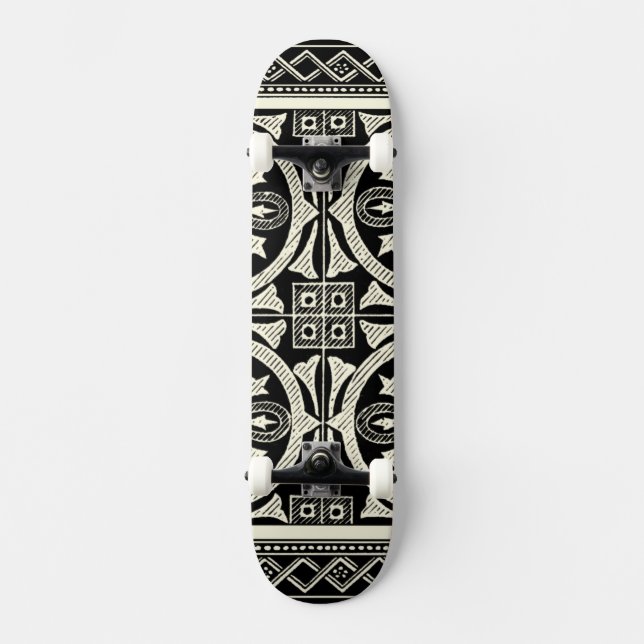 Black and White Mandala Motif by Vision Studio Skateboard Deck (Front)