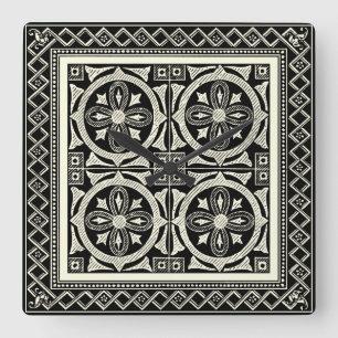 Black and White Mandala Motif by Vision Studio Square Wall Clock