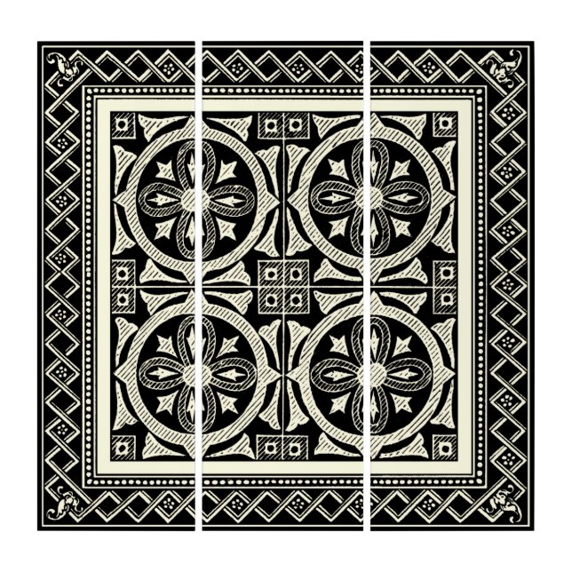 Black and White Mandala Motif by Vision Studio Triptych (Front)