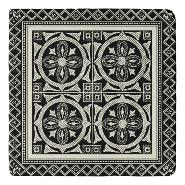 Black and White Mandala Motif by Vision Studio Trivet (Front)