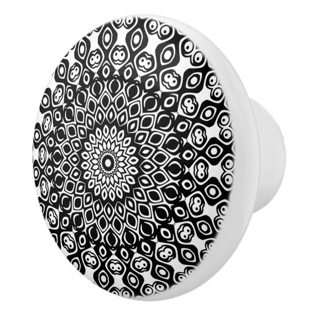 Black and White Mandala Pattern Ceramic Knob (Right)