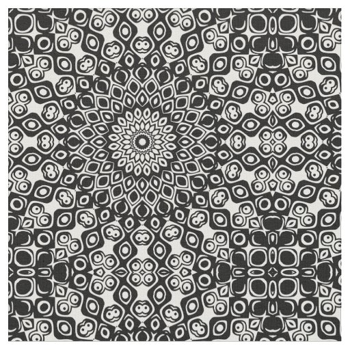 Black and White Mandala Pattern Fabric