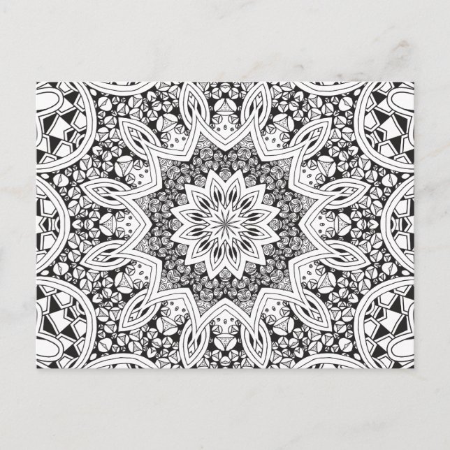 Black and White Mandala Postcard (Front)