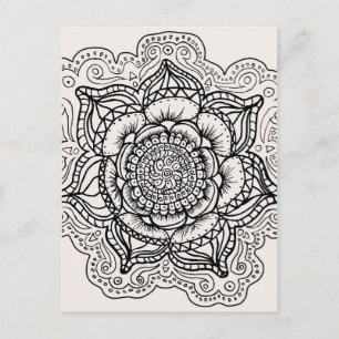 Black and White Mandala Postcard