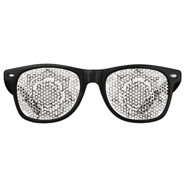 Black and White Mandala Retro Sunglasses (Front)