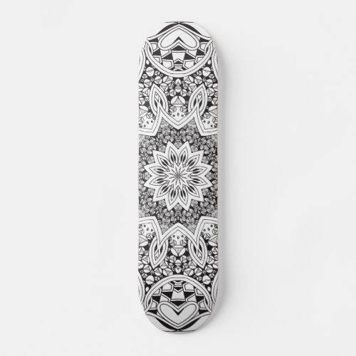 Black and White Mandala Skateboard