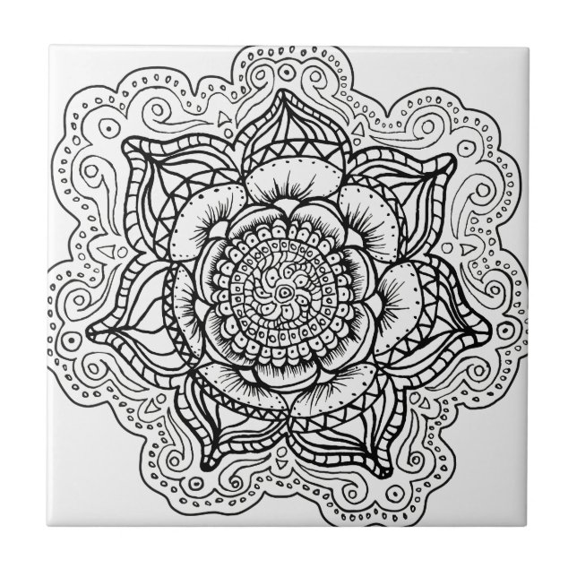 Black and White Mandala Tile (Front)
