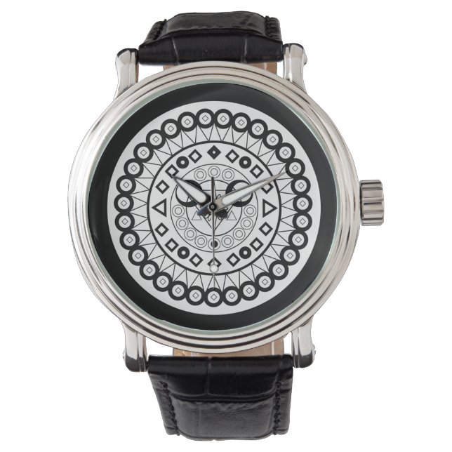 Black and White mandala watch (Front)