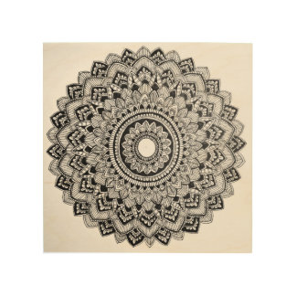 Black and White Mandala Wood Wall Art