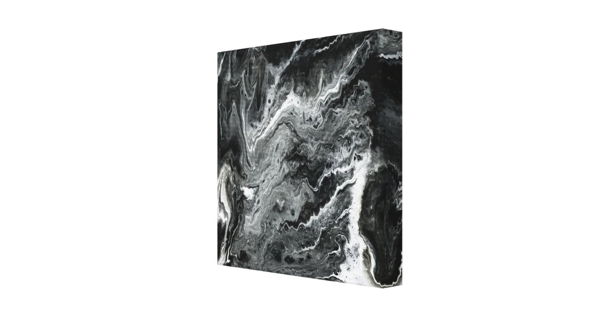 Black And White Marble Acrylic Painting Canvas Print Zazzle Com
