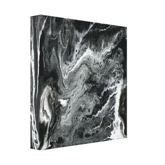 Black and White Marble Acrylic Painting Canvas Print | Zazzle