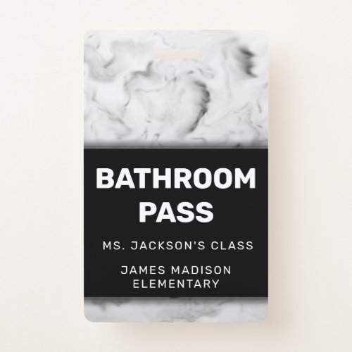 Black and White Marble Back To School Bathroom Badge