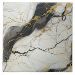 Black and White Marble Background with Gold Ceramic Tile<br><div class="desc">Enhance your space with the timeless elegance of this Black and White Marble Ceramic tile featuring intricate gold accents. The contrasting black and white marble creates a striking backdrop, while the delicate gold details add a touch of luxury and sophistication. With its classic yet contemporary design, this tile is perfect...</div>