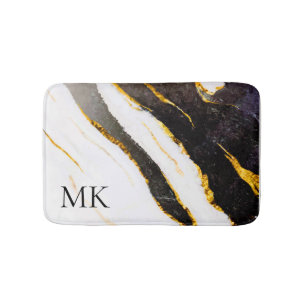 Black and White Marble Bath Mat