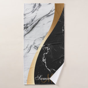 Black and White Marble Bath Towel Set