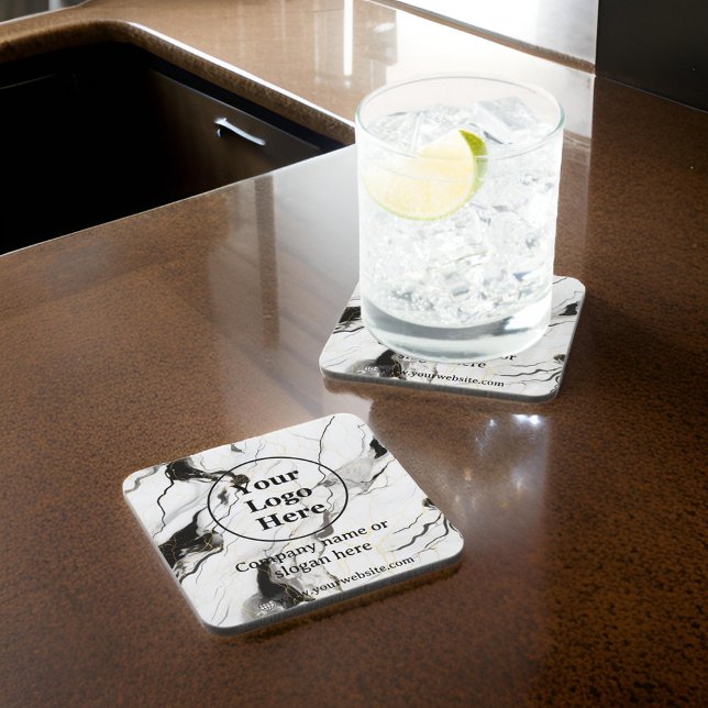 Black and white marble beverage coaster (Creator Uploaded)