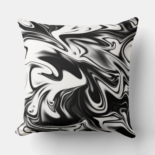 Black And White Marble, Big Throw Cushion. Pillow (Front)