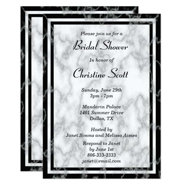 Black And White Marble Bridal Shower Invitation