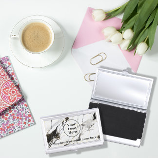 Black and white marble business card case