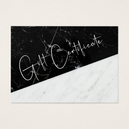 Black and White Marble Business Gift Certificate