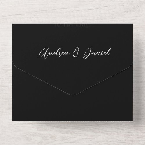 Black and White Marble Calligraphy Wedding All In One Invitation