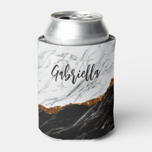 Black and White Marble Can Cooler