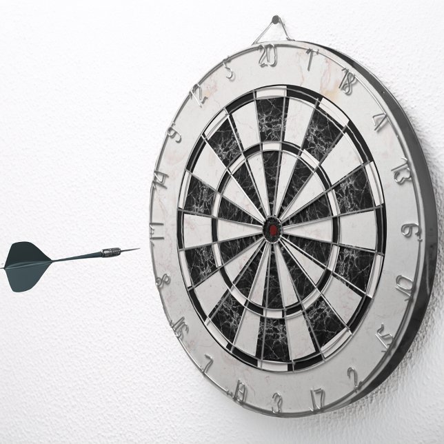 Black and White Marble Classic Elegant             Dart Board (Creator Uploaded)