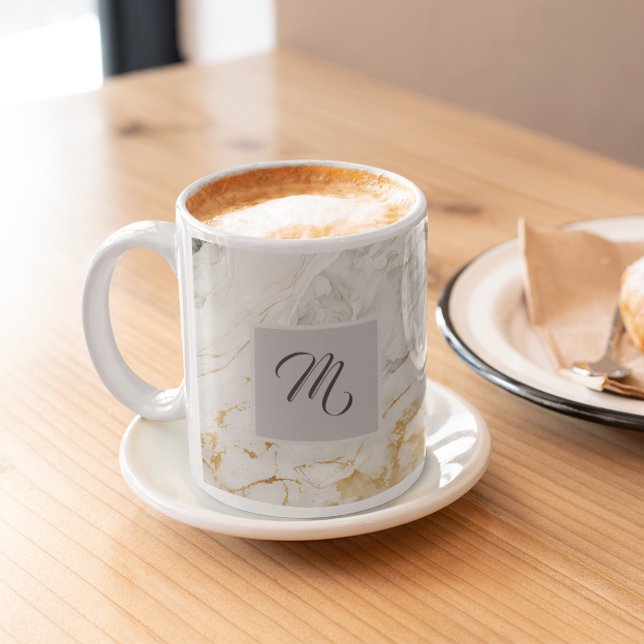 Black And White Marble Custom Name Coffee Mug (Creator Uploaded)