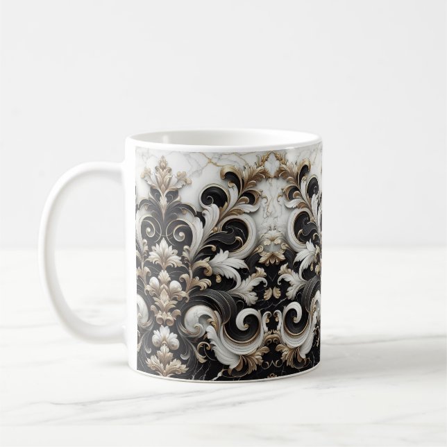 Black And White Marble Design  Coffee Mug (Left)