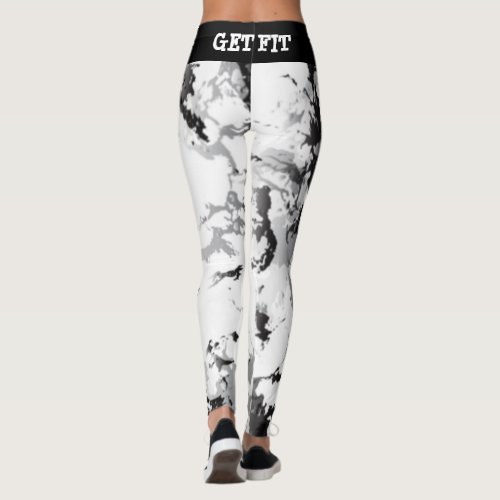 Black and White Marble Design _ Get Fit Leggings