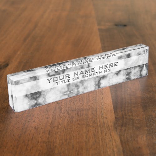 Black and White Marble Desk Name Plate