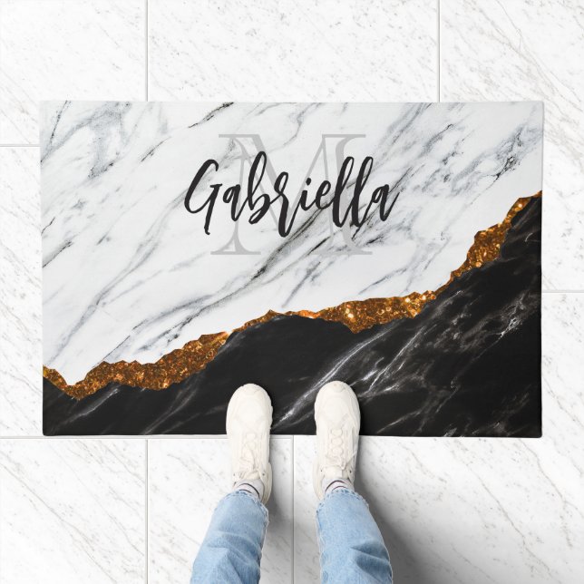 Black and White Marble Doormat (Indoor)
