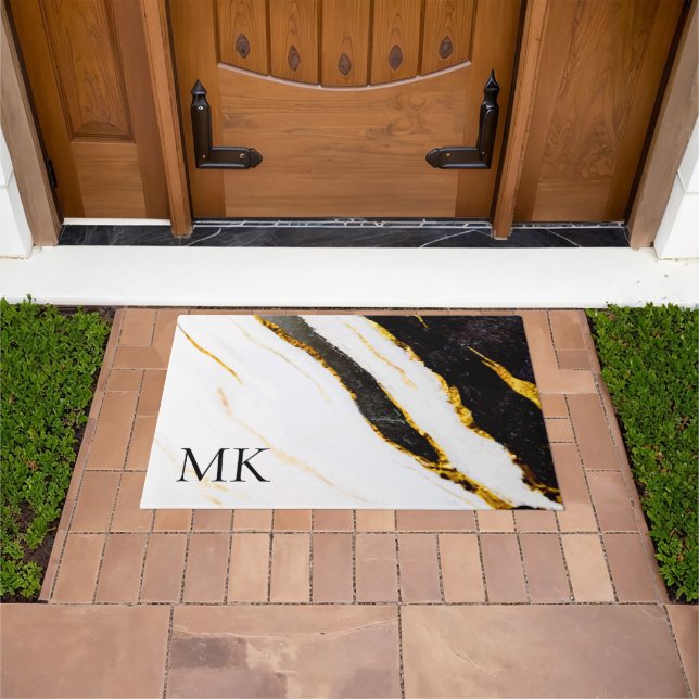 Black and White Marble Doormat (Outdoor)