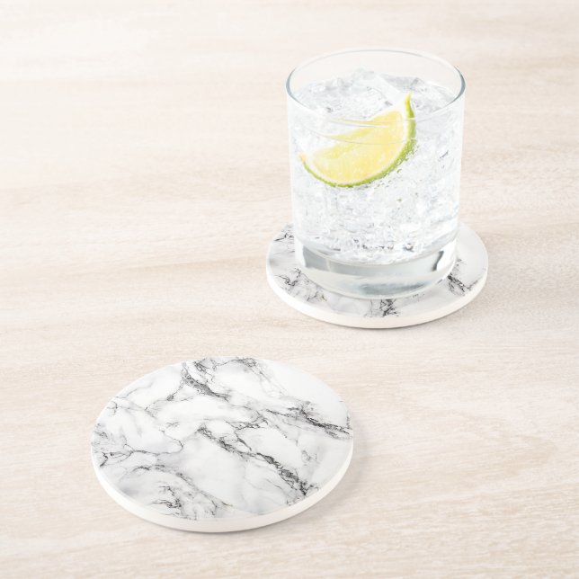 black and white marble drink coaster (Side)