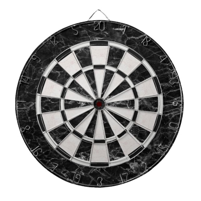 Black and White Marble Elegant Classic  Dart Board (Front)