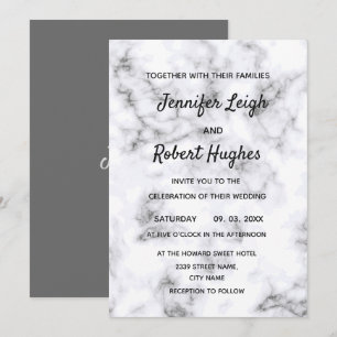 Black and white Marble Elegant wedding Invitation