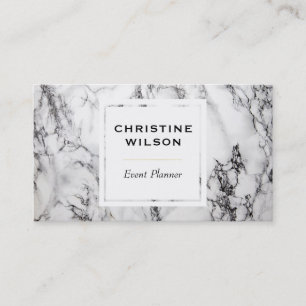 black and white marble event planner business card