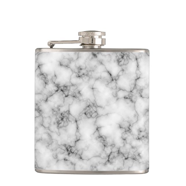 Black and White Marble Finish Hip Flask (Front)