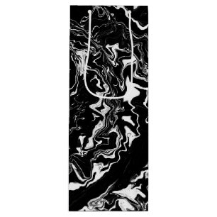 Black and White Marble Fluid Art Wine Gift Bag