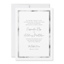 Black and White Marble Frame Formal Script Wedding