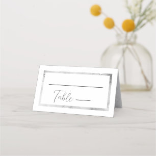 Black and White Marble Frame Formal Script Wedding Place Card