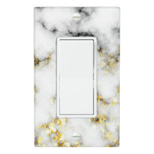 Black and white marble gold sparkle flakes light switch cover