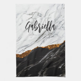 Black and White Marble Kitchen Towel