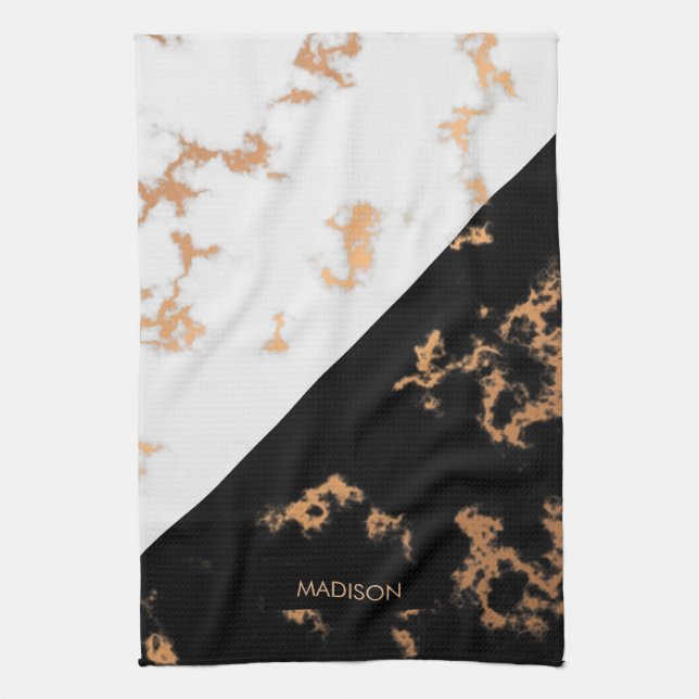Black and White Marble Kitchen Towel (Vertical)