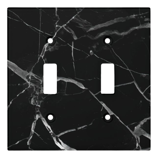 Black and White Marble Light Switch Cover (Front)