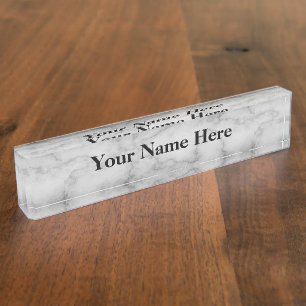 Black and White Marble Name Plate