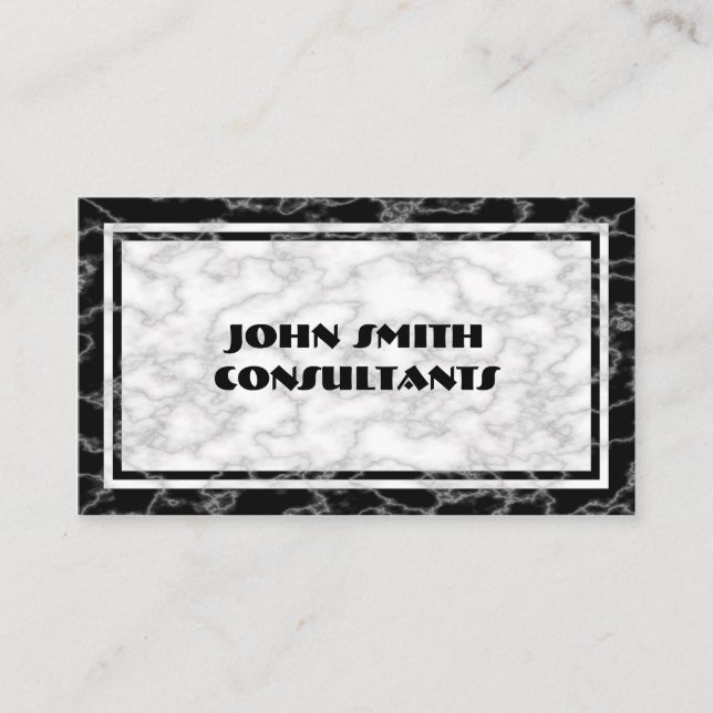 Black and White Marble pattern Business Card (Front)