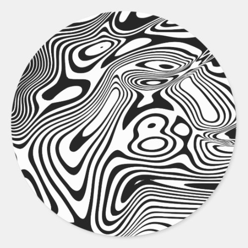 Black and White Marble Pattern Classic Round Sticker
