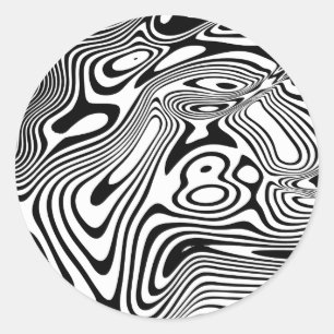 Black and White Marble Pattern Classic Round Sticker