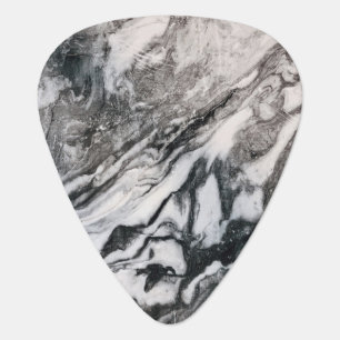 Black and White Marble Pattern Guitar Pick